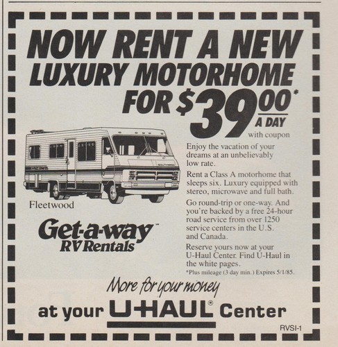 1985 haul get way rv - 1985, get-a-way